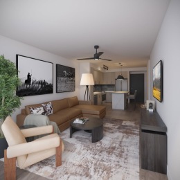 Open space living area with natural lighting
